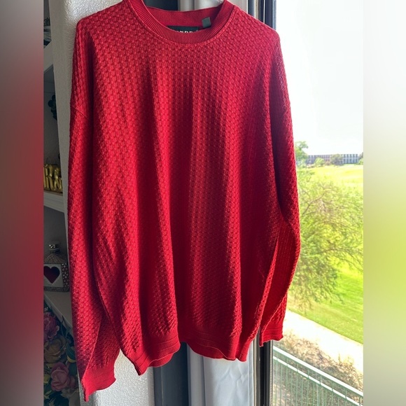Tundra Canada Mercerized Cotton Lightweight Textured Sweater Red size Large - Picture 2 of 12